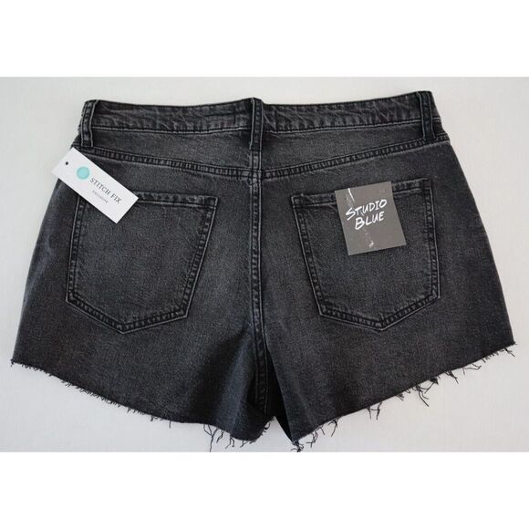 Studio Blue S38031LOT Women's Sz 31 Black Lotus Distressed Denim Jean Shorts - Picture 2 of 6